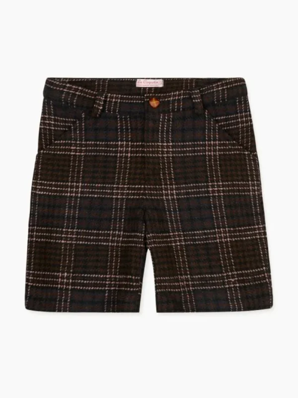 La Coqueta Pants, Jeans & Shorts^Beige Check Lucas Boy Shorts
