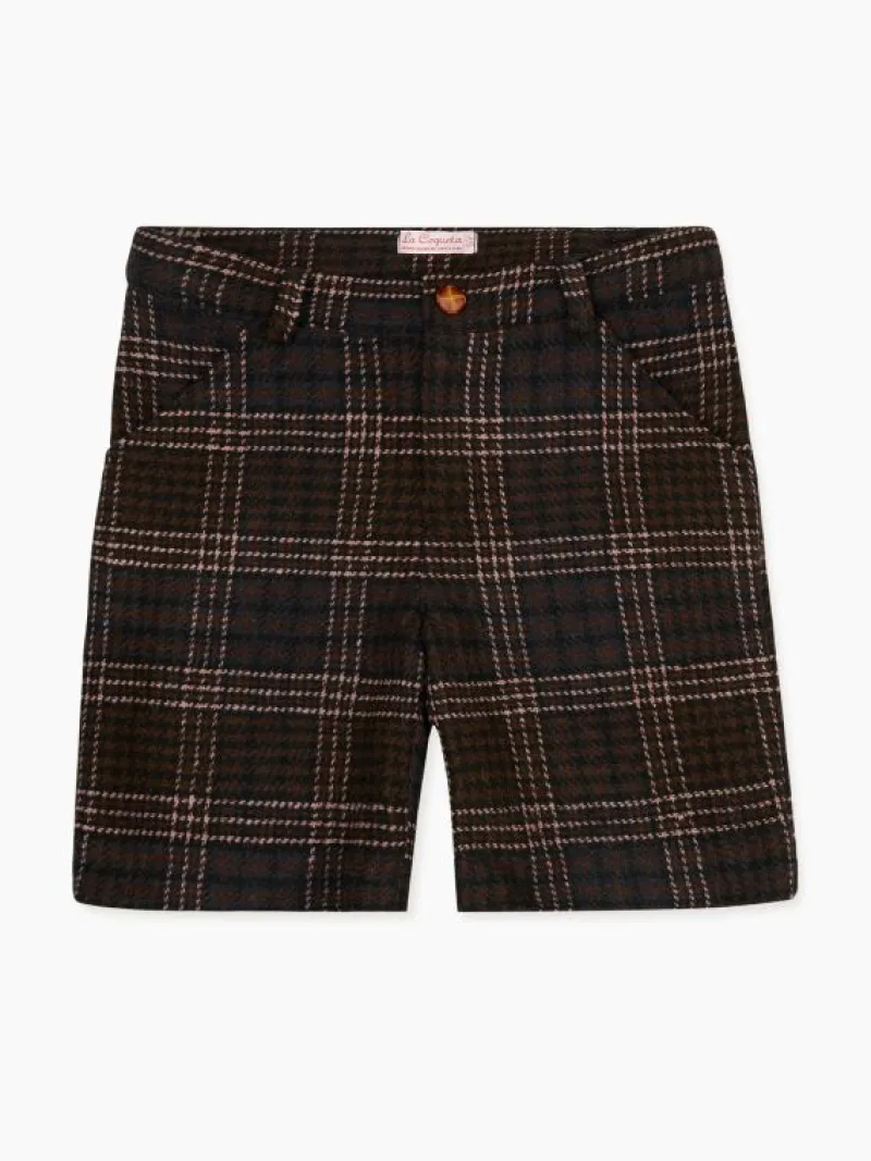 La Coqueta Pants, Jeans & Shorts^Beige Check Lucas Boy Shorts