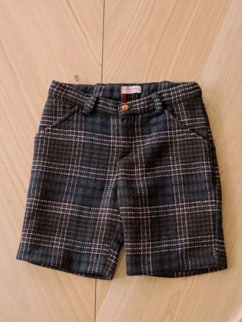 La Coqueta Pants, Jeans & Shorts^Beige Check Lucas Boy Shorts