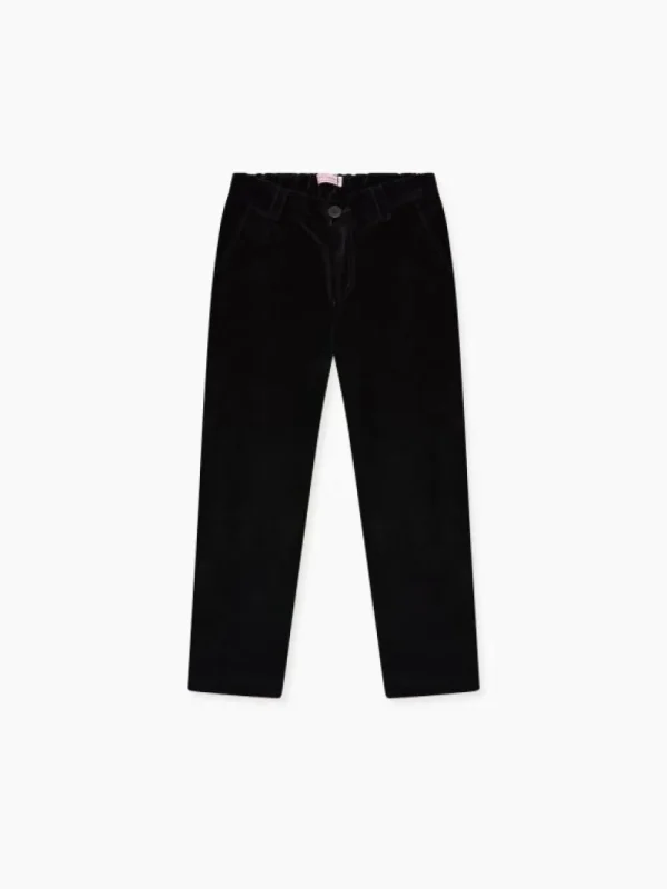La Coqueta Pants, Jeans & Shorts^Black Elio Velvet Boy Pants