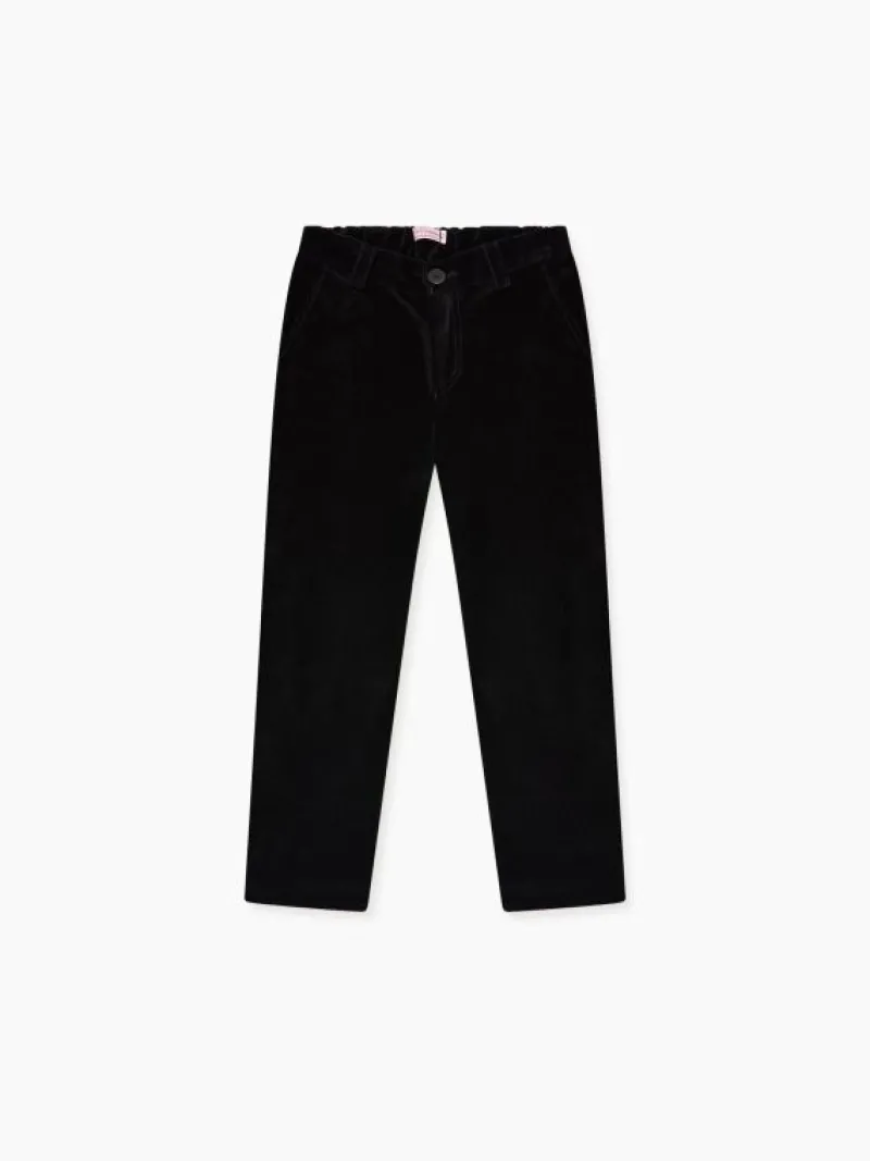 La Coqueta Pants, Jeans & Shorts^Black Elio Velvet Boy Pants