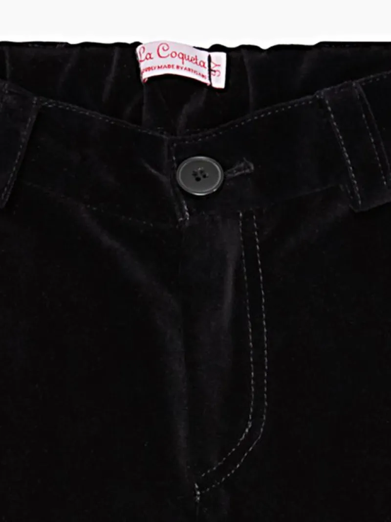 La Coqueta Pants, Jeans & Shorts^Black Elio Velvet Boy Pants