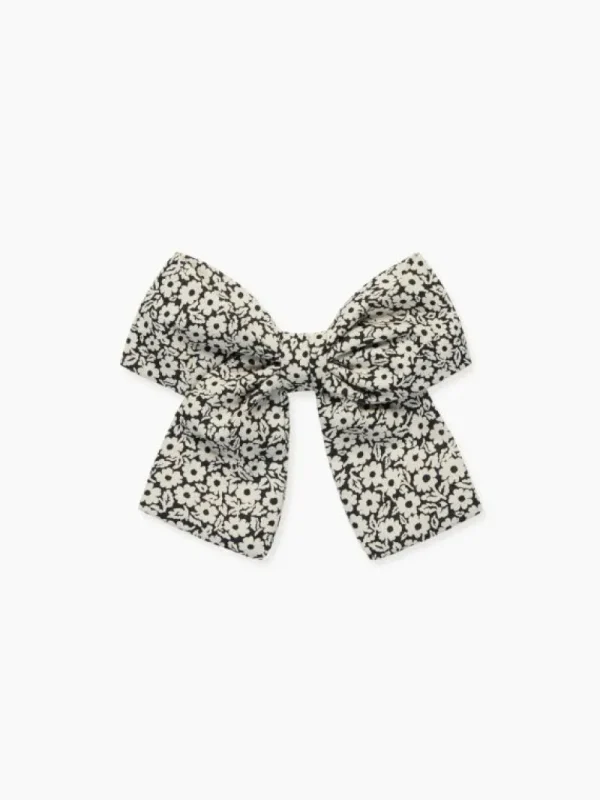 La Coqueta View All | Hair Accessories^Black Floral Girl Large Bow Clip