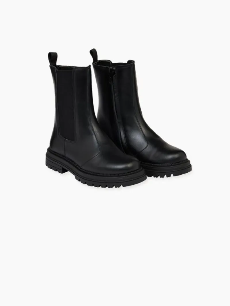 La Coqueta Girls Boots | Girls Shoes/Girls Boots^Black Leather Girl Isabel Boots
