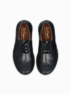La Coqueta Boys Shoes/Boys Shoes | Boys Shoes^Black Leather Lace Up Kids School Shoes