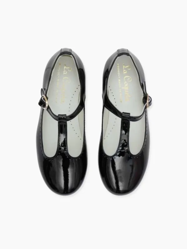 La Coqueta Girls School Shoes | Girls Shoes/Girls School Shoes^Black Patent Girl T-Bar Shoes