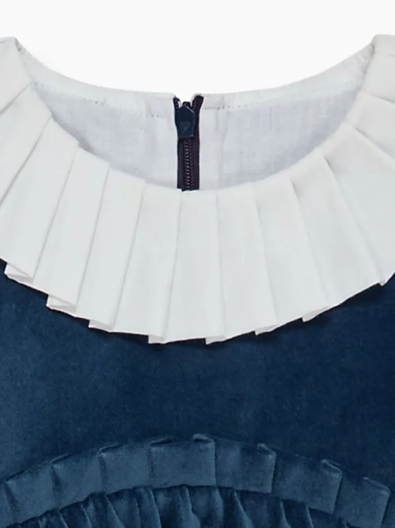 La Coqueta Dresses^Blue Aurelia Velvet Girl Empire Dress