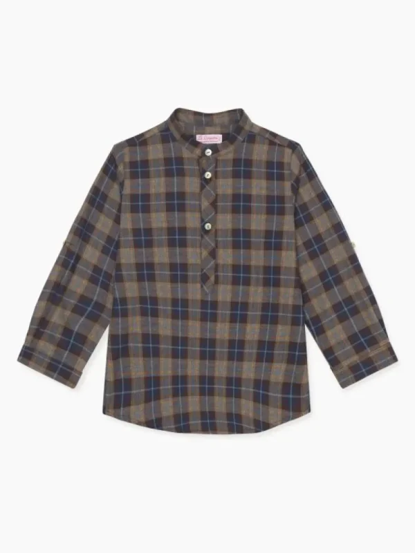 La Coqueta Shirts & Tops^Blue Check Mateo Long Sleeve Boy Shirt