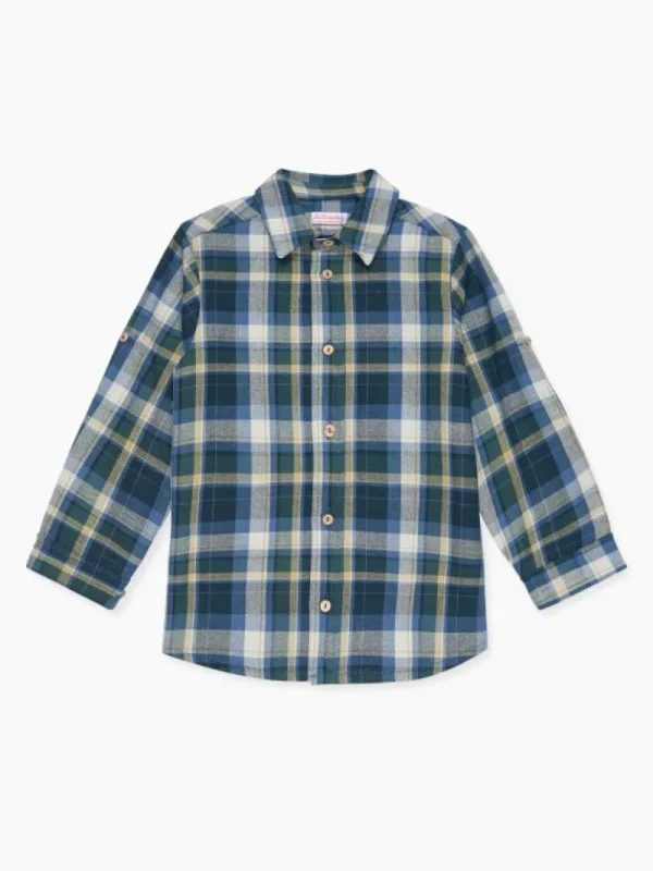 La Coqueta Shirts & Tops^Blue Check Nico Long Sleeve Boy Shirt
