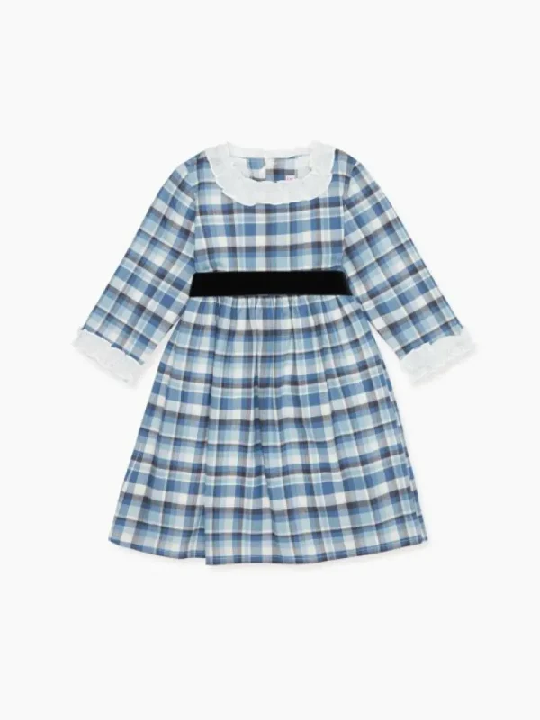 La Coqueta Dresses^Blue Check Silas Girl Dress