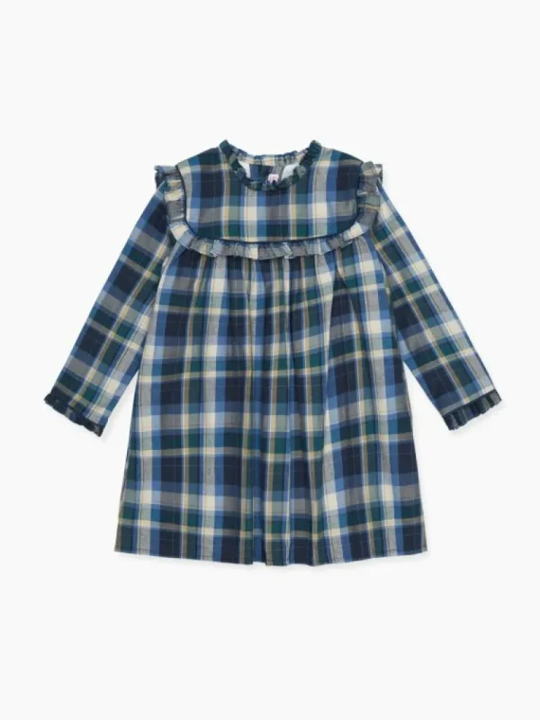 La Coqueta Dresses^Blue Check Vela Girl A-Line Dress