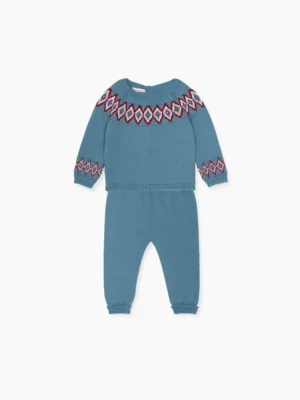 La Coqueta View All | Knitted Clothes & Accessories^Blue Fair Isle Merino Baby Set