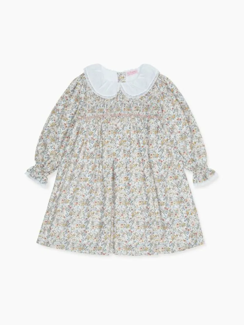 La Coqueta Dresses^Blue Floral Alessandra Girl Smock Dress