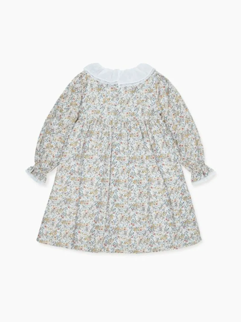 La Coqueta Dresses^Blue Floral Alessandra Girl Smock Dress