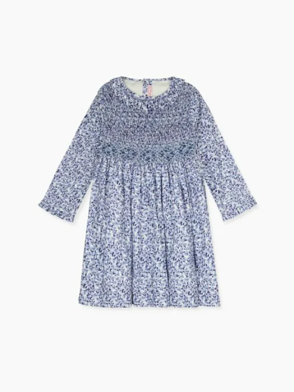 La Coqueta Dresses^Blue Floral Manzanilla Girl Hand-Smocked Dress