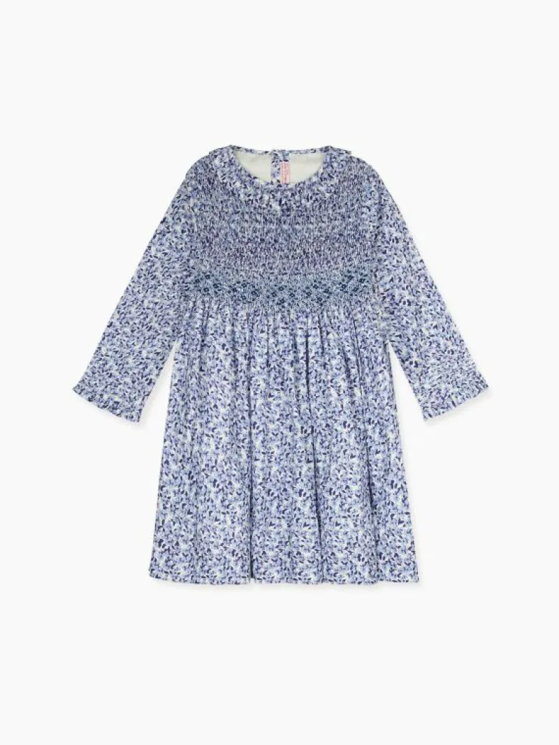 La Coqueta Dresses^Blue Floral Manzanilla Girl Hand-Smocked Dress
