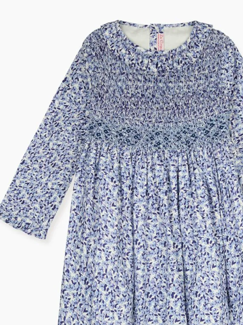 La Coqueta Dresses^Blue Floral Manzanilla Girl Hand-Smocked Dress