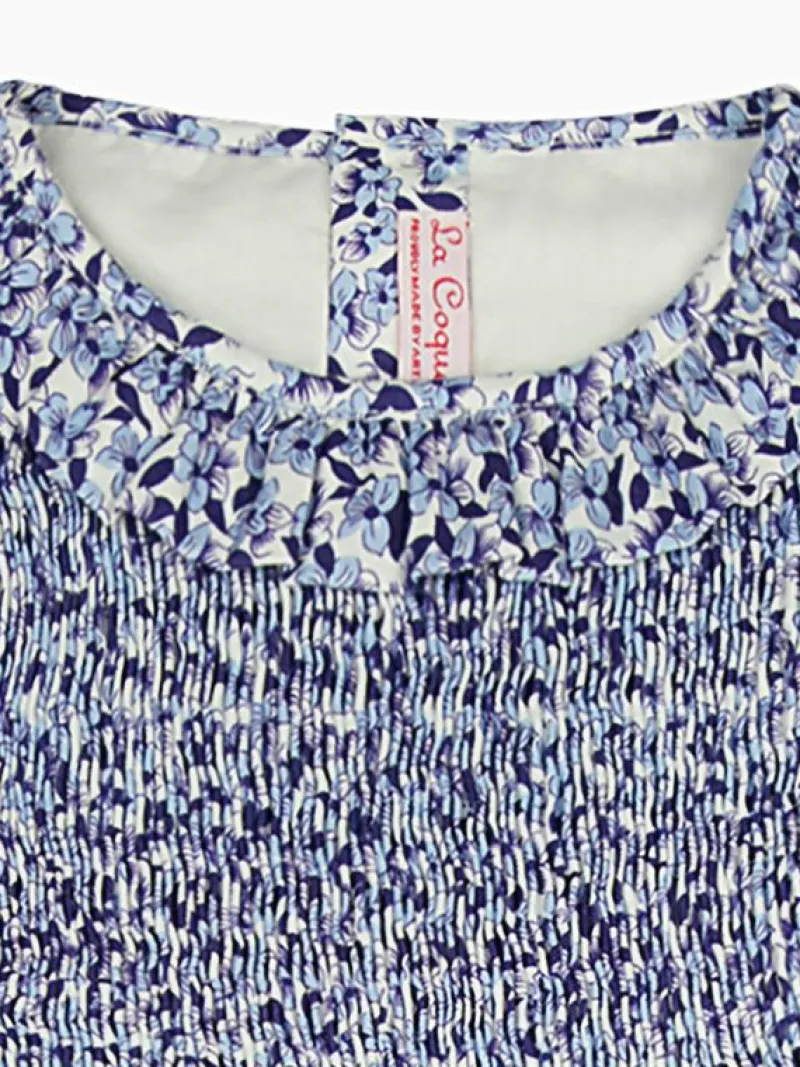 La Coqueta Dresses^Blue Floral Manzanilla Girl Hand-Smocked Dress