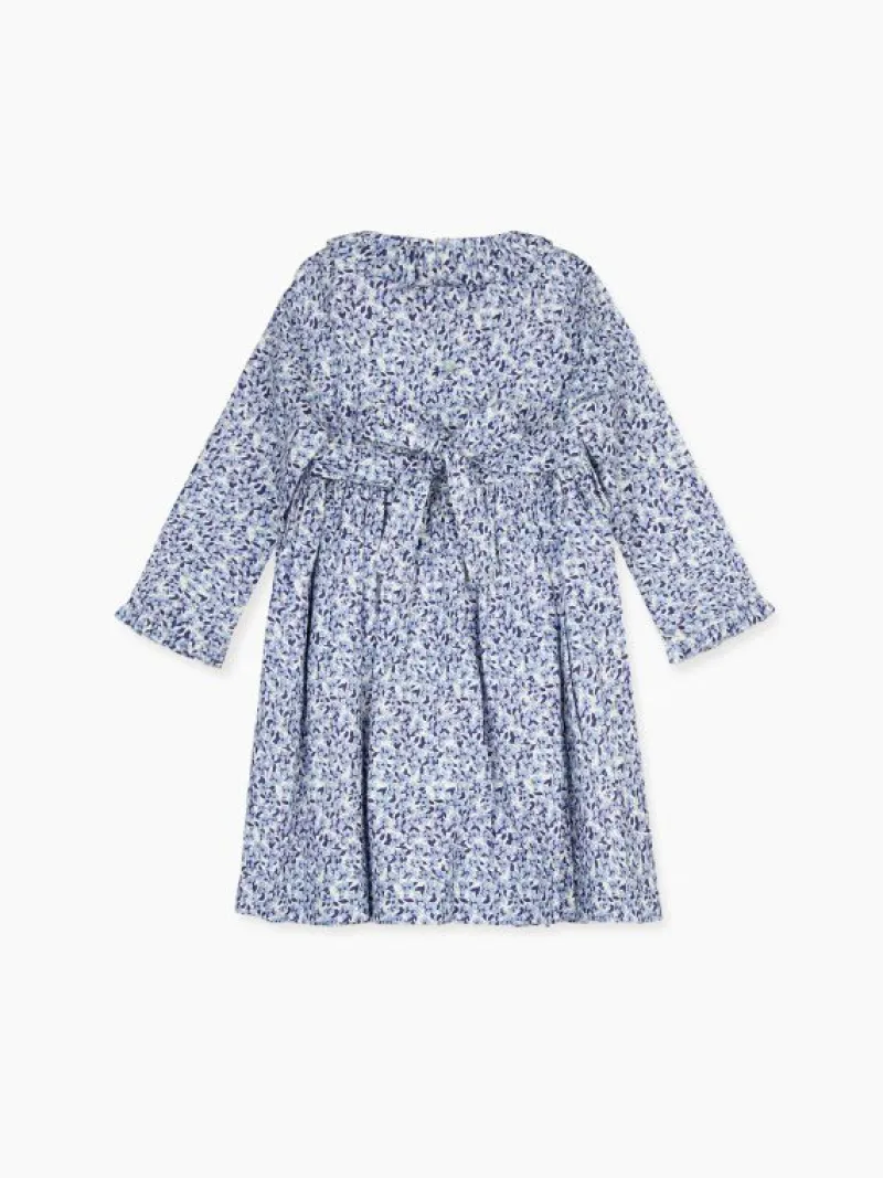 La Coqueta Dresses^Blue Floral Manzanilla Girl Hand-Smocked Dress