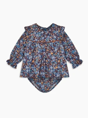 La Coqueta View All | Dresses & Sets^Blue Floral Melissa Baby Set