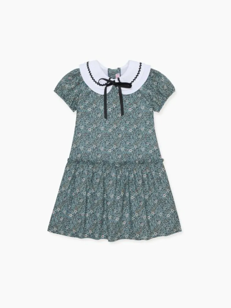 La Coqueta Dresses^Blue Floral Xana Girl Drop Waist Dress