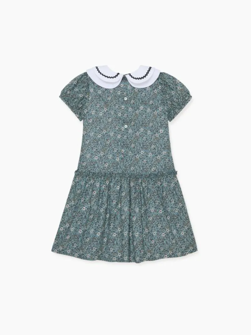 La Coqueta Dresses^Blue Floral Xana Girl Drop Waist Dress
