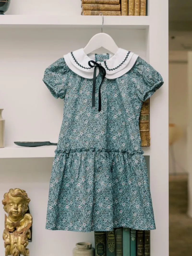 La Coqueta Dresses^Blue Floral Xana Girl Drop Waist Dress