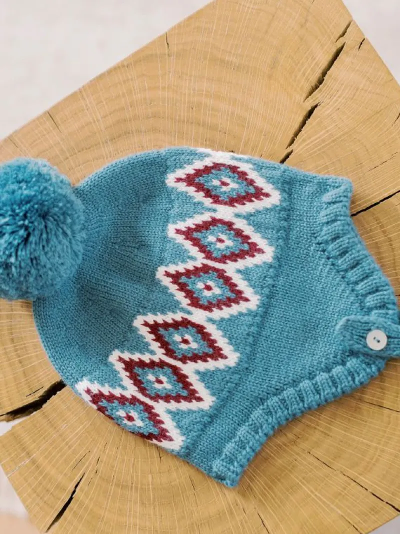 La Coqueta Accessories | Knitted Clothes & Accessories^Blue Renta Fair Isle Merino Baby Bonnet