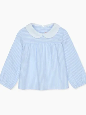 La Coqueta View All | Shirts & Tops^Blue Stripe Chiara Long Sleeve Baby Shirt