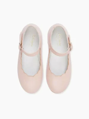 La Coqueta First Walker Shoes | Baby & Toddler Shoes/First Walker Shoes^Blush Leather Girl Scallop Mary Jane Shoes
