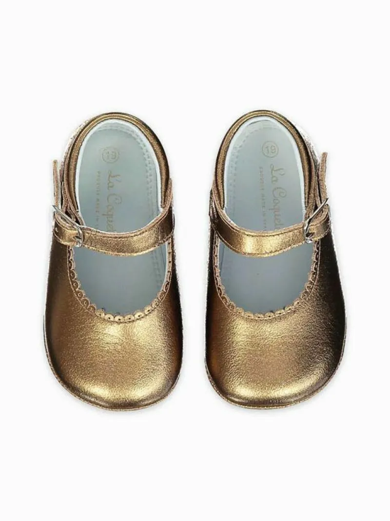 La Coqueta Pre Walker Shoes | Baby & Toddler Shoes/Pre Walker Shoes^Bronze Leather Baby Mary Jane Shoes