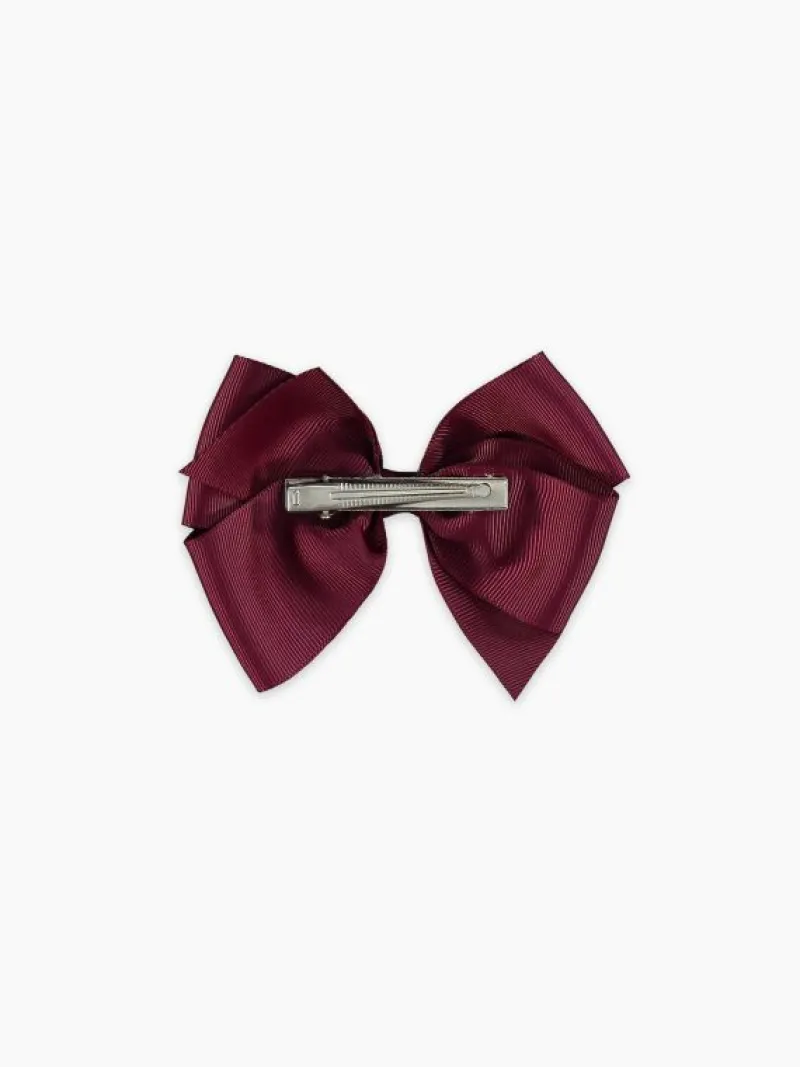 La Coqueta View All | Hair Accessories^Burgundy Big Bow Girl Clip