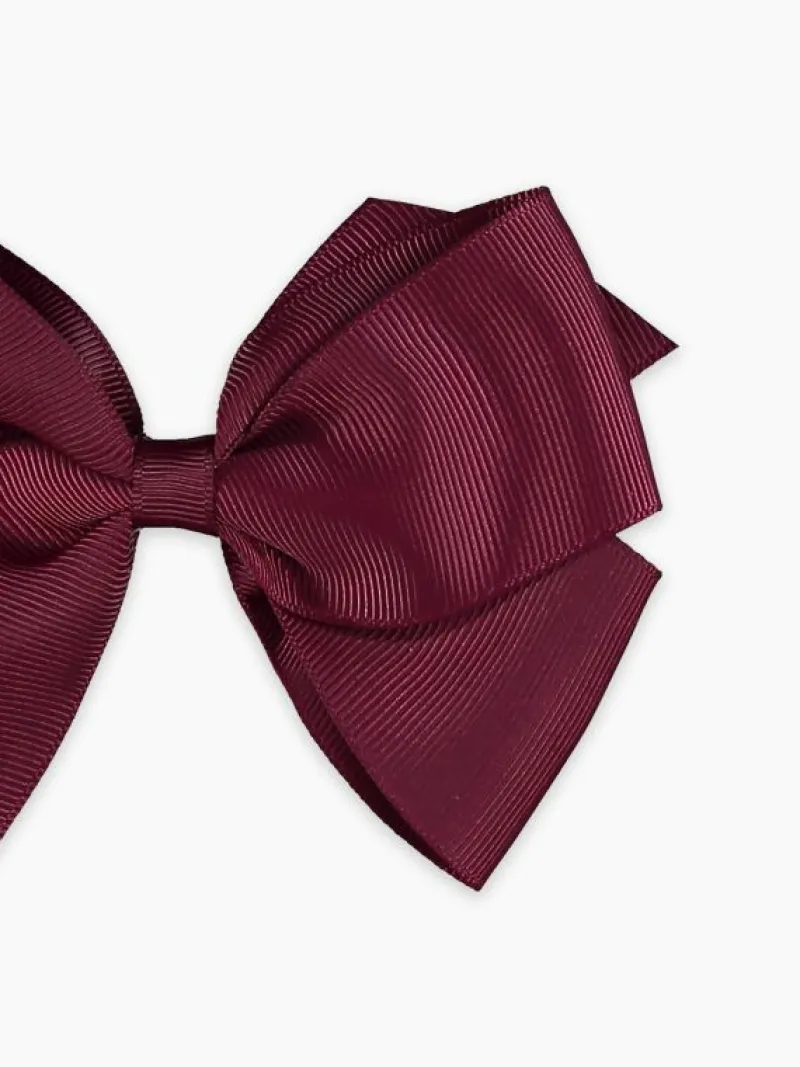 La Coqueta View All | Hair Accessories^Burgundy Big Bow Girl Clip