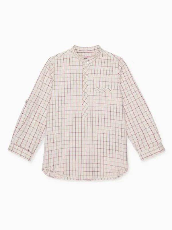 La Coqueta Shirts & Tops^Burgundy Check Jazmin Long Sleeve Boy Shirt