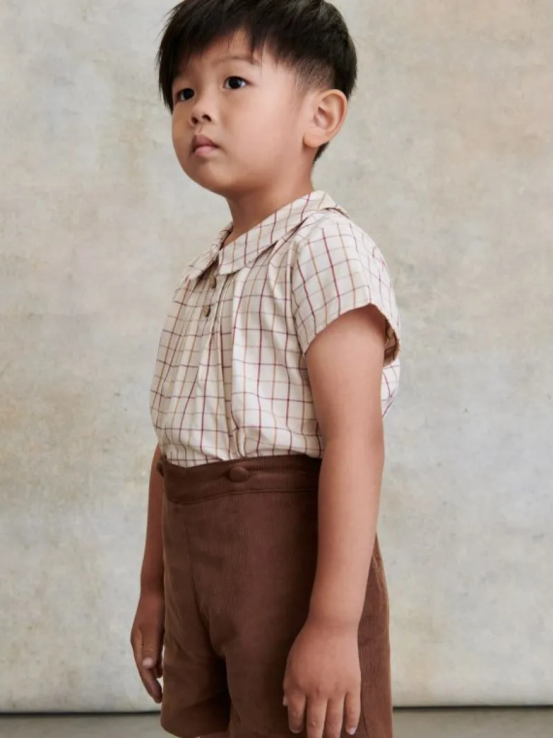 La Coqueta View All | Dresses & Sets^Burgundy Check Sando Baby Boy Set