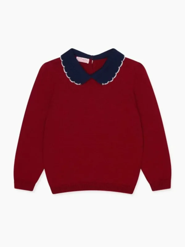 La Coqueta Jumpers & Cardigans^Burgundy Diana Merino Girl Sweater