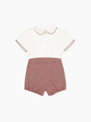 La Coqueta View All | Dresses & Sets^Burgundy Espiga Baby Boy Set