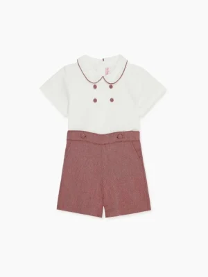 La Coqueta View All | Dresses & Sets^Burgundy Fantino Baby Boy Set