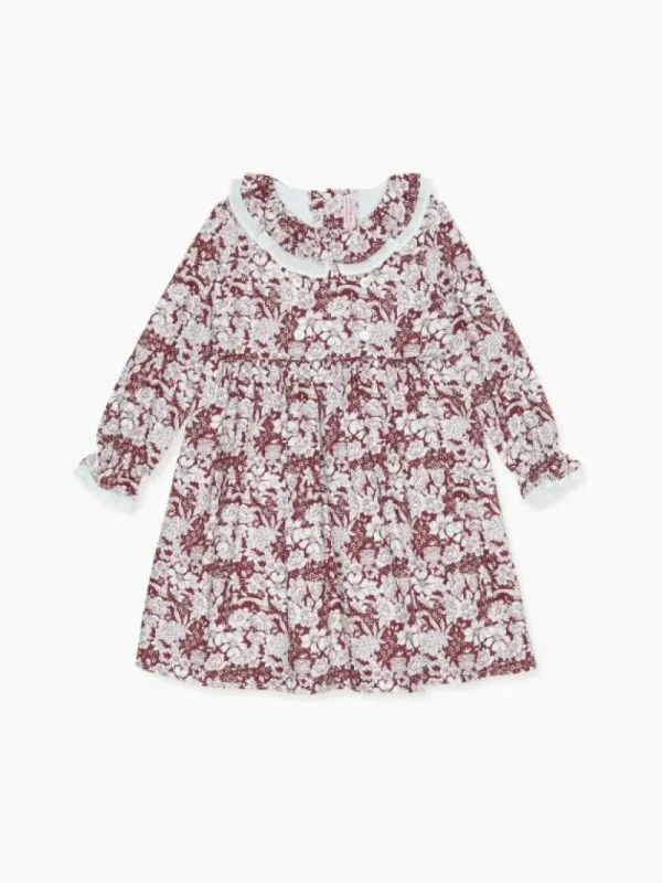 La Coqueta Dresses^Burgundy Floral Daphne Girl Dress