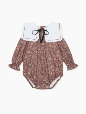 La Coqueta View All | Playsuits, Rompers & Overalls^Burgundy Floral Laura Baby Girl Romper