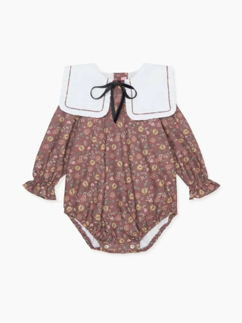 La Coqueta View All | Playsuits, Rompers & Overalls^Burgundy Floral Laura Baby Girl Romper