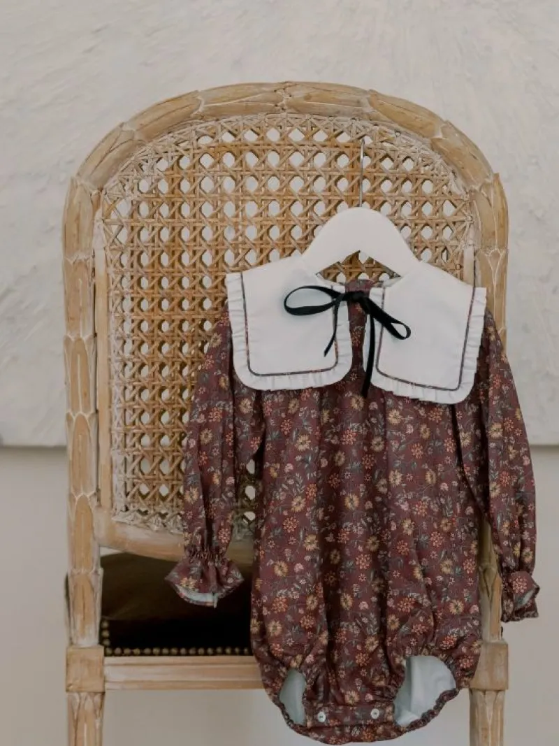 La Coqueta View All | Playsuits, Rompers & Overalls^Burgundy Floral Laura Baby Girl Romper