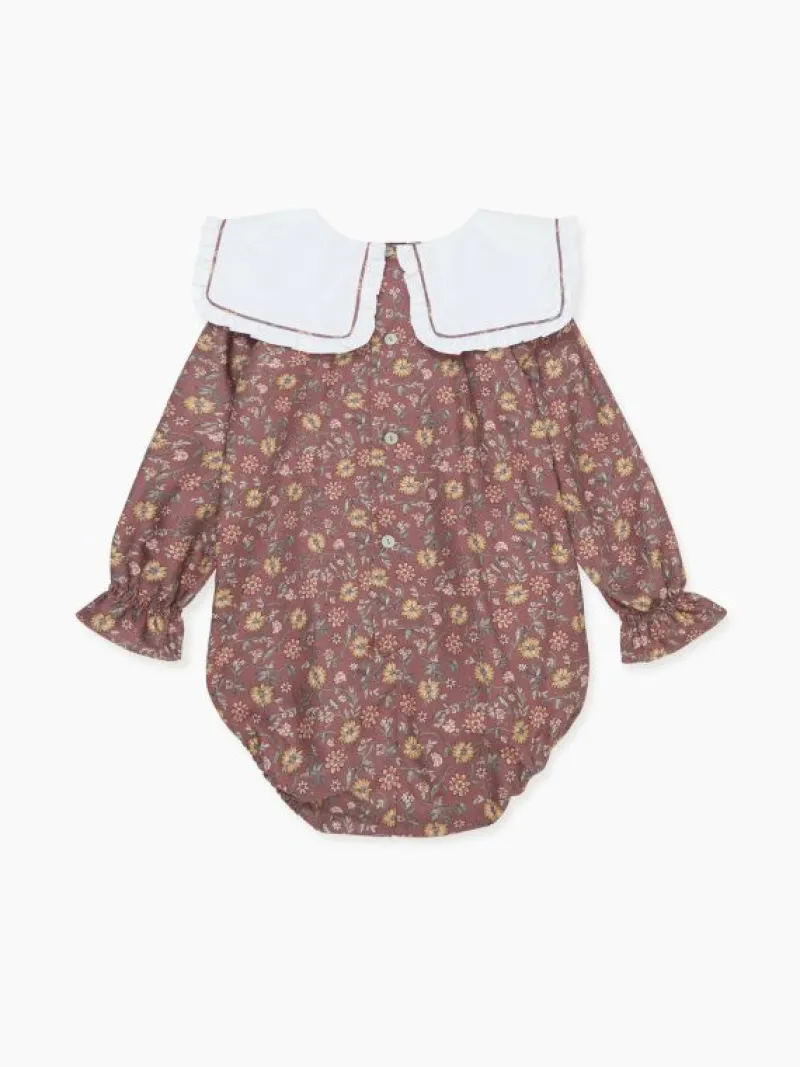 La Coqueta View All | Playsuits, Rompers & Overalls^Burgundy Floral Laura Baby Girl Romper