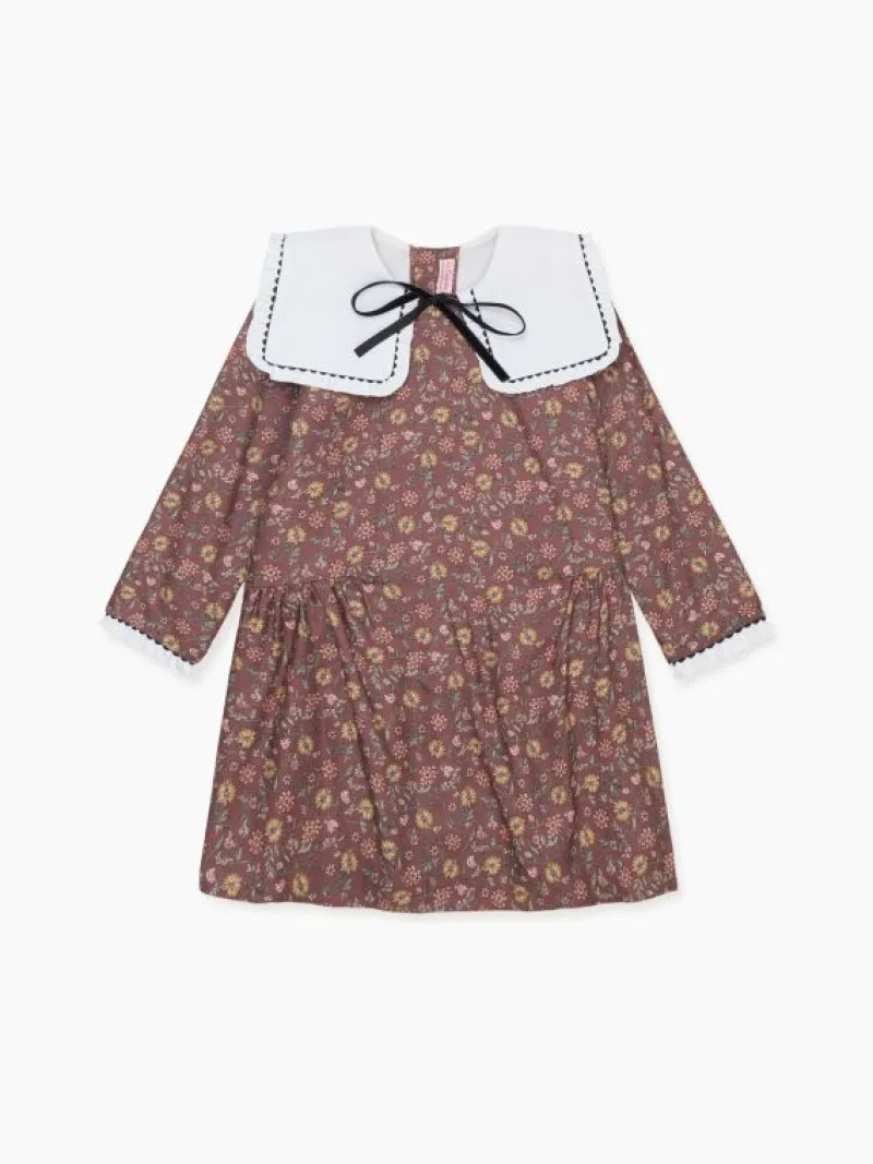 La Coqueta Dresses^Burgundy Floral Laura Girl Drop Waist Dress