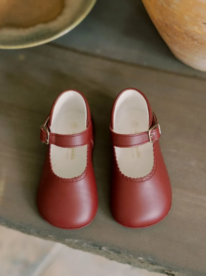 La Coqueta Pre Walker Shoes | Baby & Toddler Shoes/Pre Walker Shoes^Burgundy Leather Baby Mary Jane Shoes
