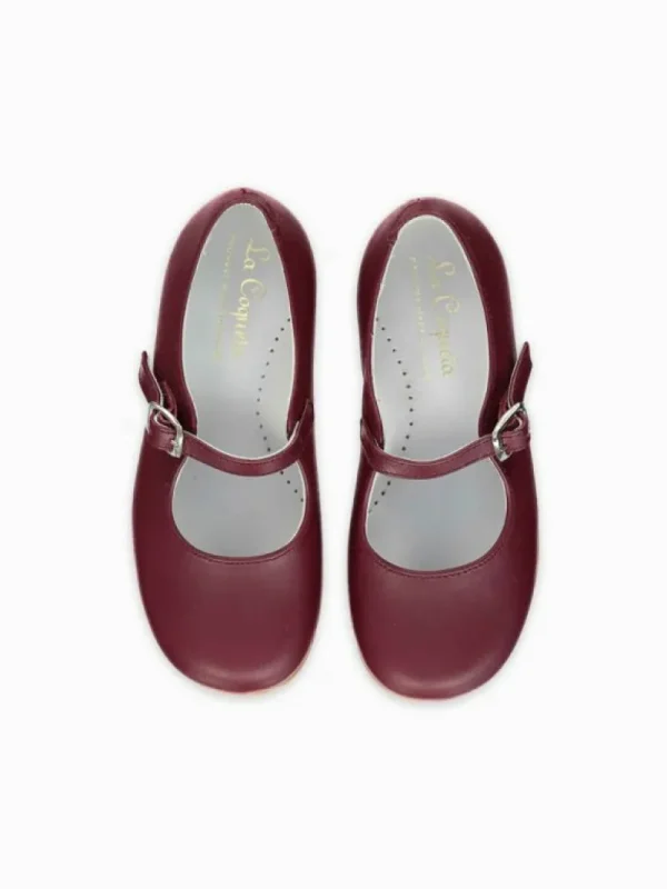 La Coqueta Girls Mary Jane Shoes | Girls Shoes/Girls Mary Jane Shoes^Burgundy Leather Girl Mary Jane Shoes