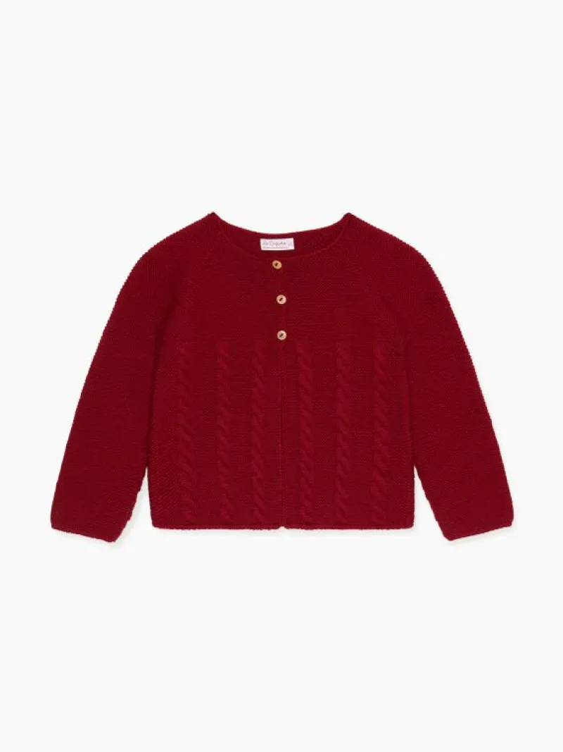 La Coqueta Knitted Clothes & Accessories | Baby Boy^Burgundy Mela Merino Baby Cardigan