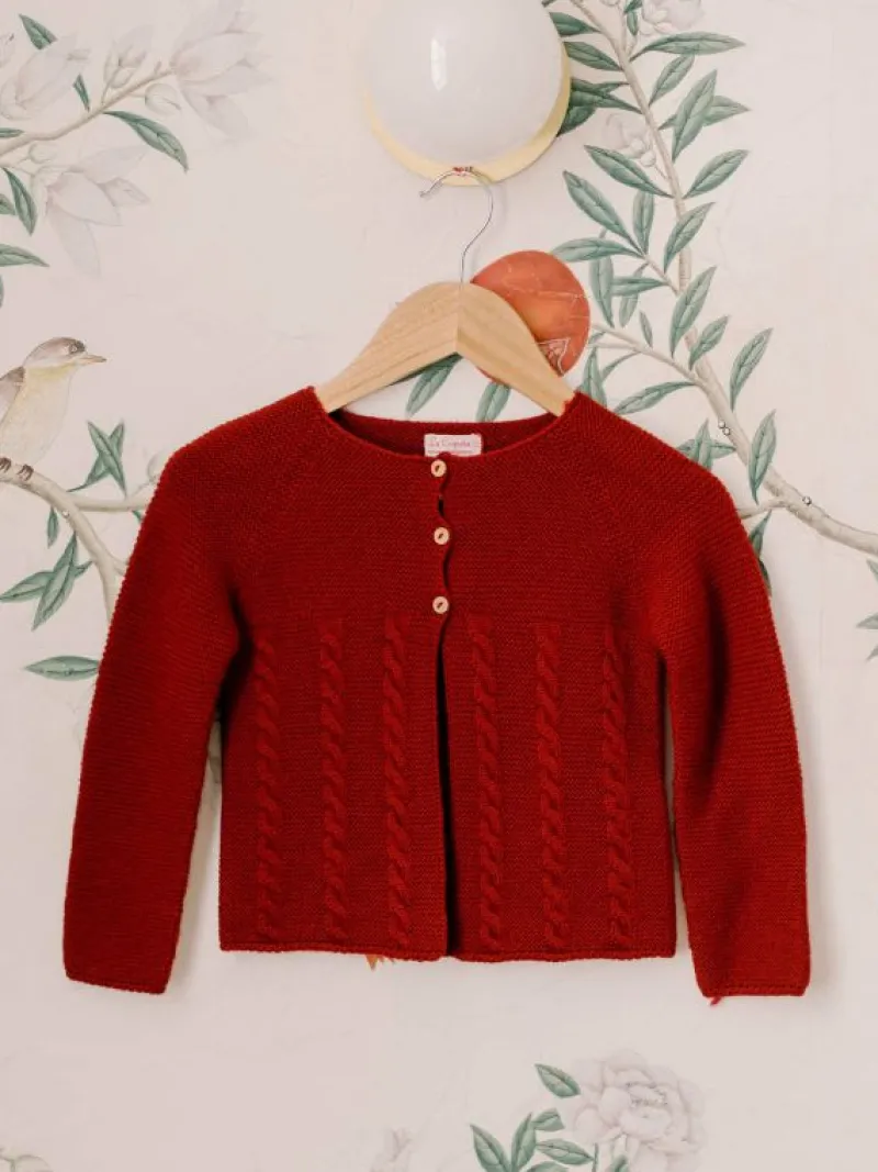 La Coqueta Knitted Clothes & Accessories | Baby Boy^Burgundy Mela Merino Baby Cardigan