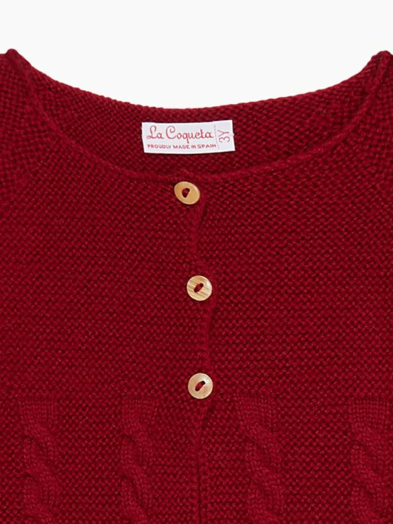 La Coqueta Knitted Clothes & Accessories | Baby Boy^Burgundy Mela Merino Baby Cardigan