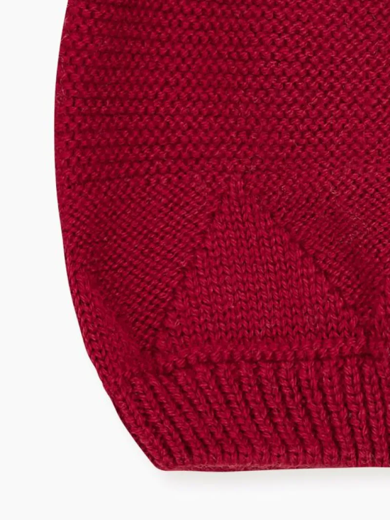 La Coqueta View All | Hats & Scarves^Burgundy Merino Kids Bobble Hat